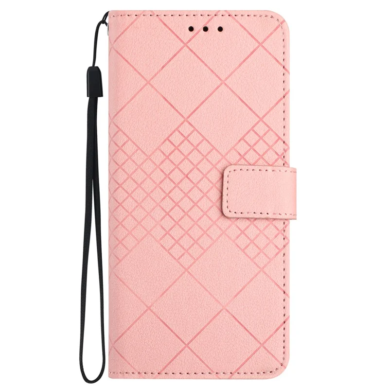 HT06 для Motorola Moto E13 4G Чехол с текстурой Litchi Leather Stand Phone Cover - Розовый