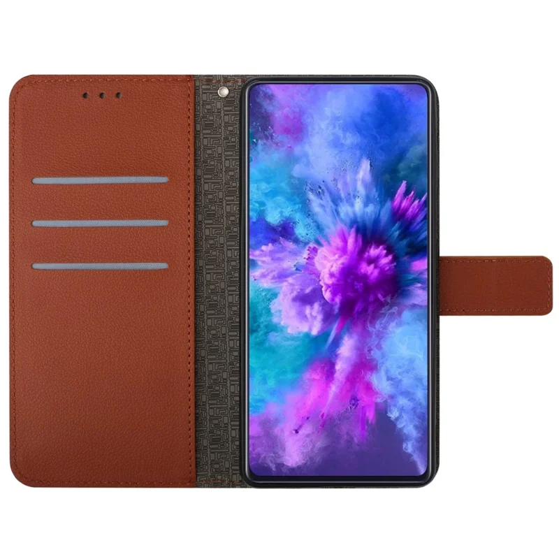 HT06 For Samsung Galaxy S24+ Leather Case Litchi Texture Wallet Phone Cover - Brown