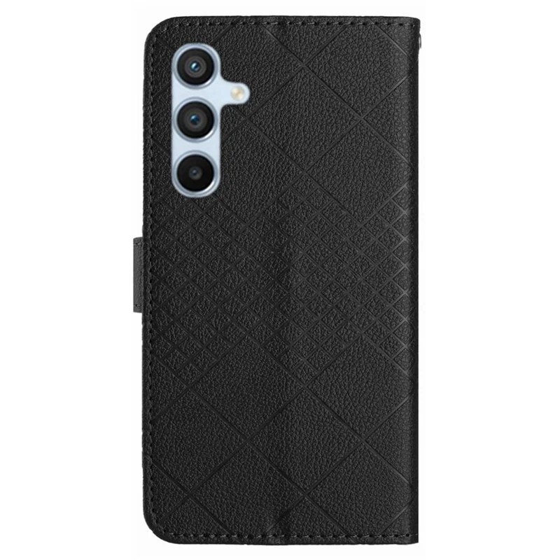 HT06 For Samsung Galaxy A25 5G (Global) (161.0 x 76.5 x 8.3mm) 3D Case Leather Phone Cover with Wallet Stand - Black