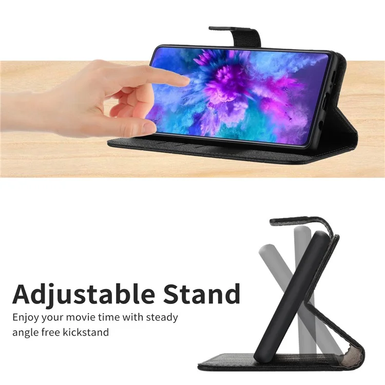HT06 Für Samsung Galaxy S23 Ultra Case Wallet Stand Litchistruktur Handyhülle - Schwarz