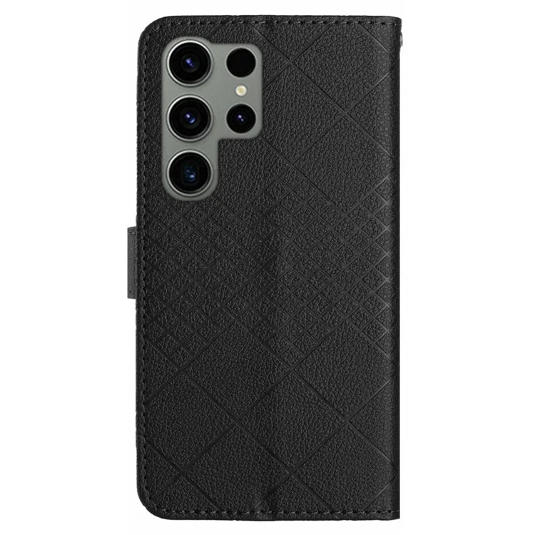 HT06 Für Samsung Galaxy S23 Ultra Case Wallet Stand Litchistruktur Handyhülle - Schwarz