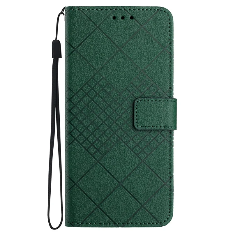 HT06 til Samsung Galaxy S24 hylse med litchi-struktur ståplade telefonwalletdæksel - Grøn