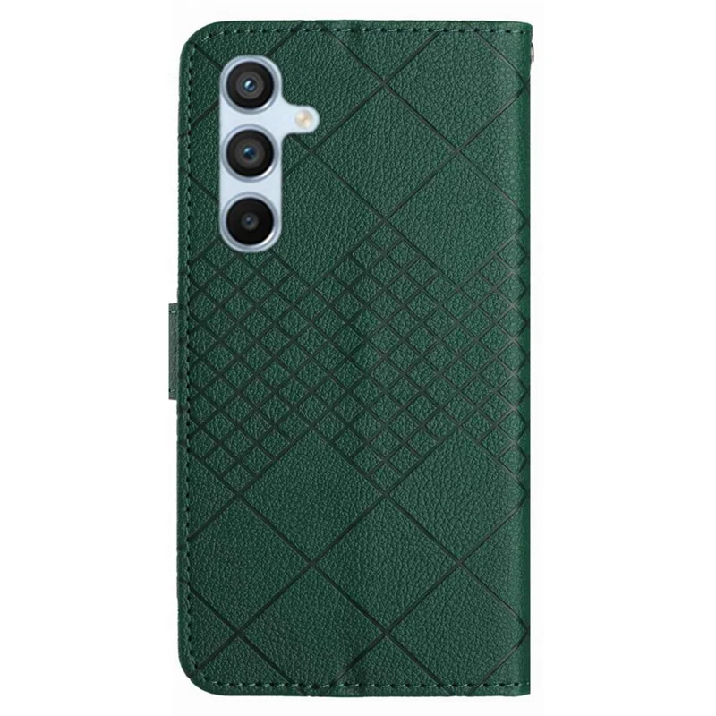 HT06 til Samsung Galaxy S24 hylse med litchi-struktur ståplade telefonwalletdæksel - Grøn