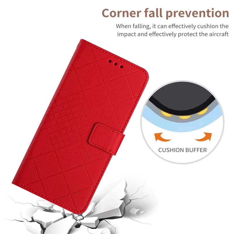 HT06 For Samsung Galaxy A34 5G Shockproof Case Litchi Texture PU Leather Wallet Phone Case - Red