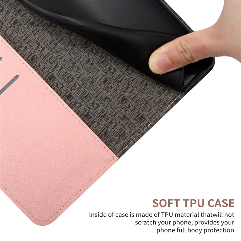HT06 For iPhone 15 Pro Case PU Leather Litchi Texture Stand Smart Phone Cover - Pink