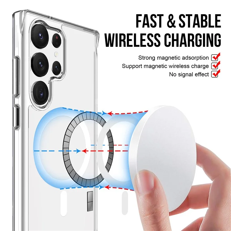 Custodia trasparente in cristallo per Samsung Galaxy S23 Ultra, grado militare TPU+PC, compatibile con MagSafe