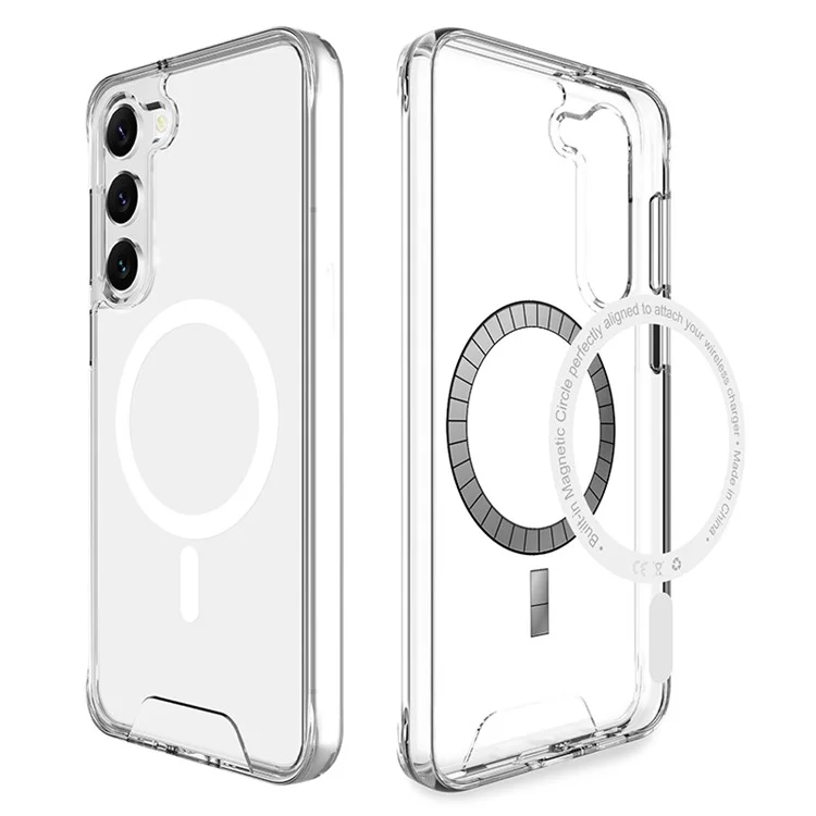 Für Samsung Galaxy S23+ Hülle kompatibel mit MagSafe Militärische Klasse TPU+PC Klare Telefon-Schutzabdeckung