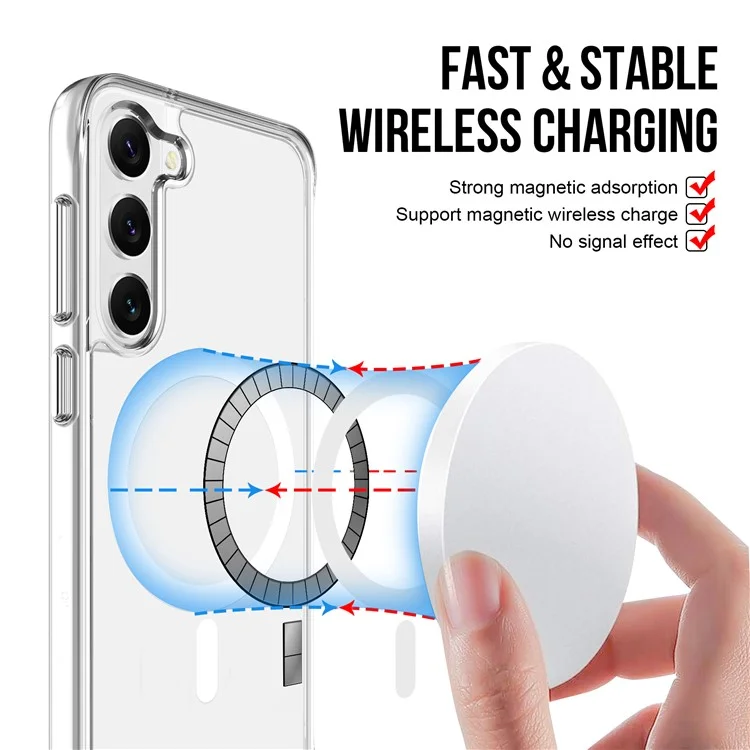 Für Samsung Galaxy S23+ Hülle kompatibel mit MagSafe Militärische Klasse TPU+PC Klare Telefon-Schutzabdeckung