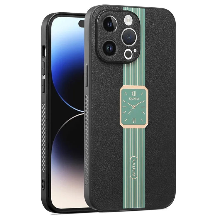 KADEM For iPhone 14 Pro Electroplating Case PU+TPU+Acrylic Shockproof Phone Protector - Green