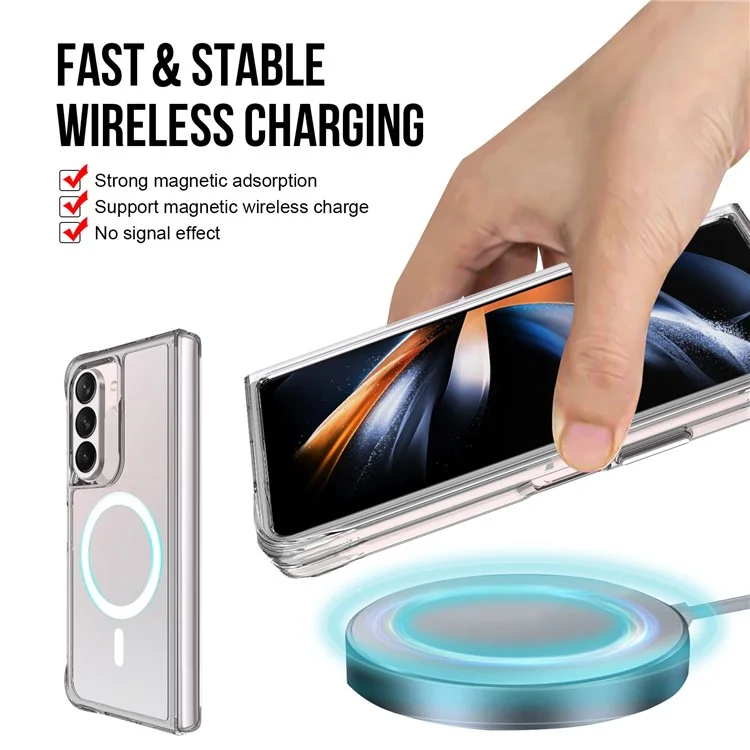 For Samsung Galaxy Z Fold5 5G Clear Case PC+TPU Cover Compatible with MagSafe