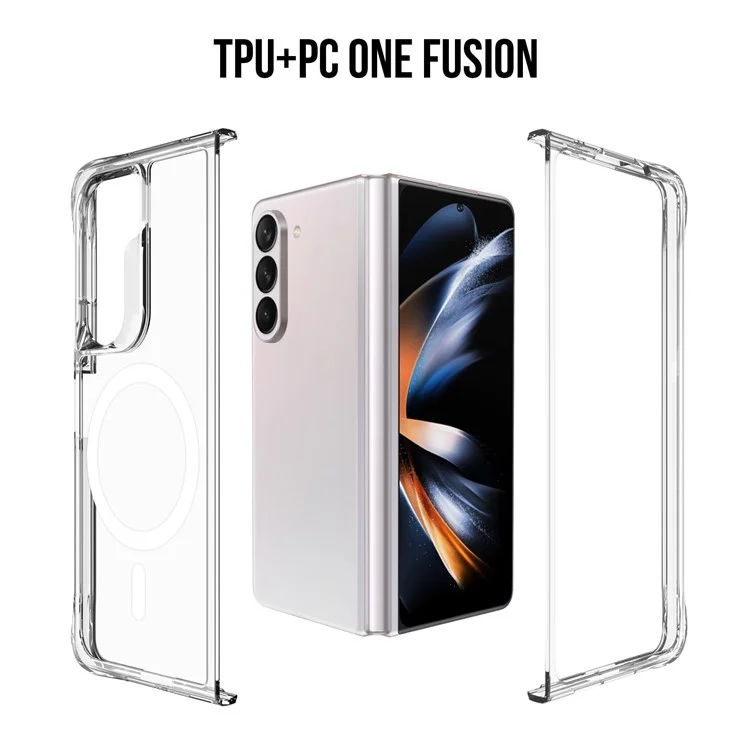 For Samsung Galaxy Z Fold5 5G Clear Case PC+TPU Cover Compatible with MagSafe