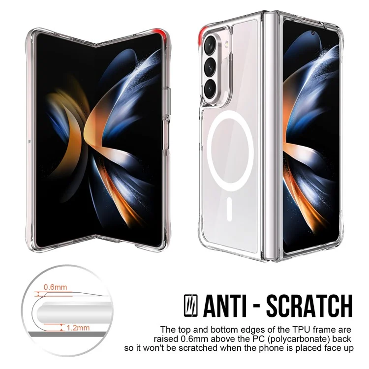 For Samsung Galaxy Z Fold5 5G Clear Case PC+TPU Cover Compatible with MagSafe