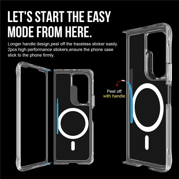 For Samsung Galaxy Z Fold5 5G Clear Case PC+TPU Cover Compatible with MagSafe