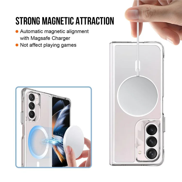 For Samsung Galaxy Z Fold5 5G Clear Case PC+TPU Cover Compatible with MagSafe