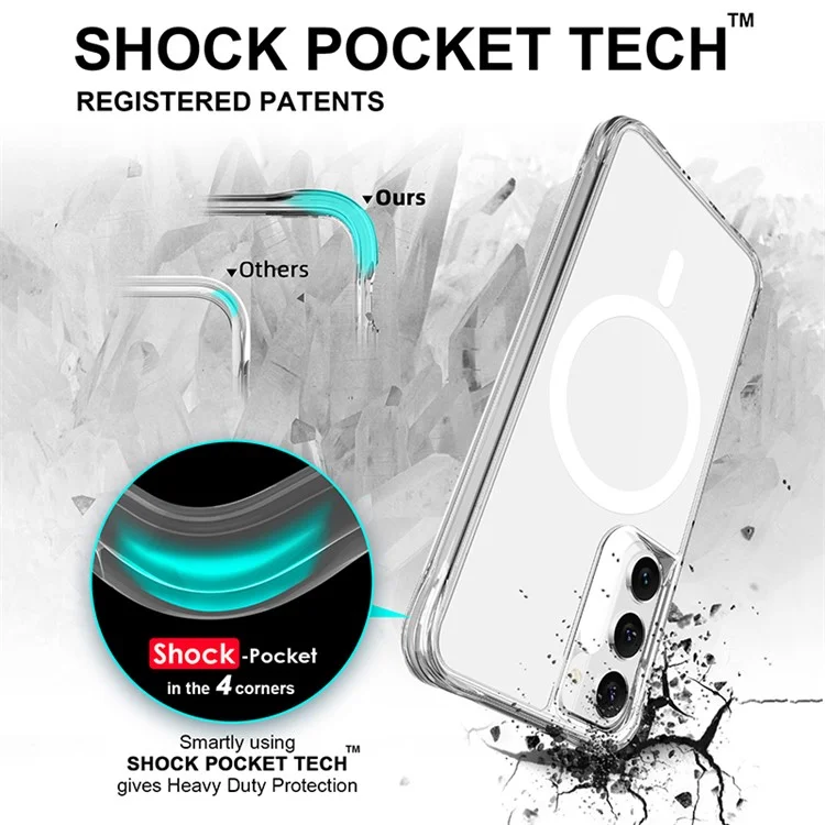 For Samsung Galaxy S23 Case Transparent Phone Cover Compatible with MagSafe