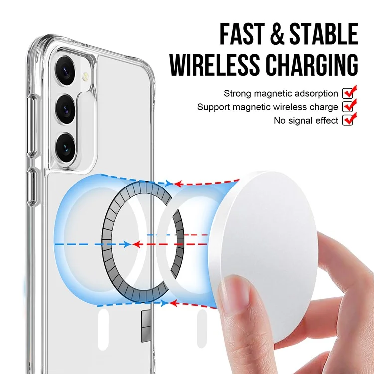 For Samsung Galaxy S23 Case Transparent Phone Cover Compatible with MagSafe