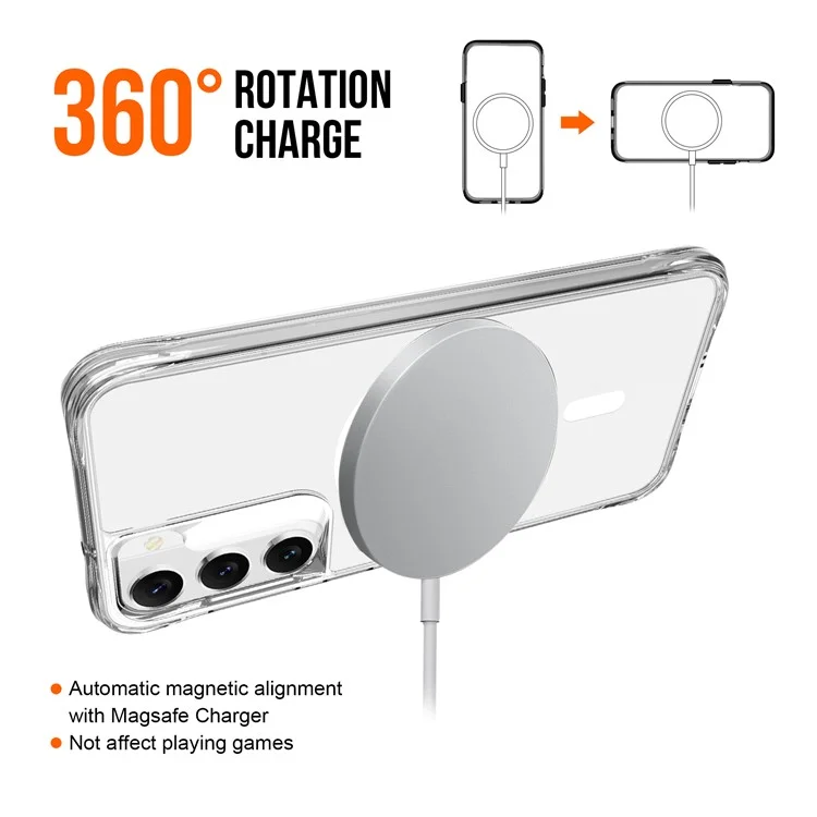 For Samsung Galaxy S23 Case Transparent Phone Cover Compatible with MagSafe