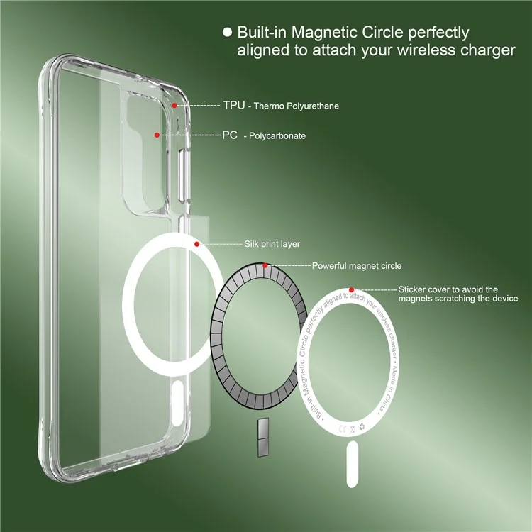 For Samsung Galaxy S23 Case Transparent Phone Cover Compatible with MagSafe
