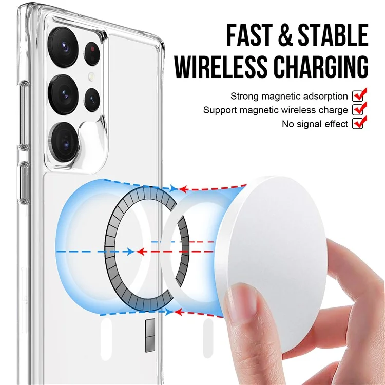 For Samsung Galaxy S23 Ultra Magnetic Case PC+TPU Anti-drop Clear Phone Cover