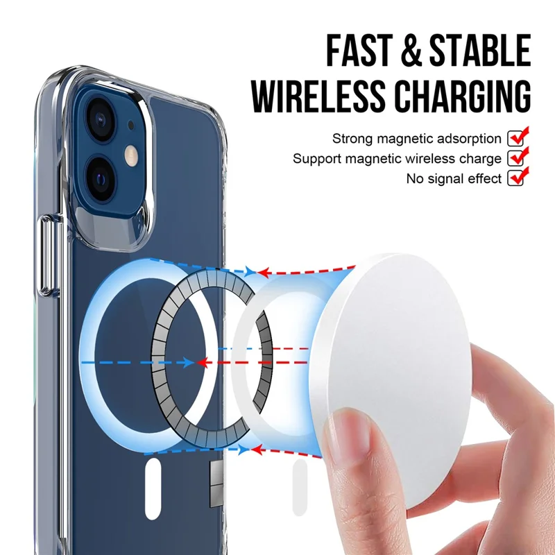 For iPhone 11 Case TPU Frame 1.5mm Clear PC Back Phone Cover Compatible with MagSafe