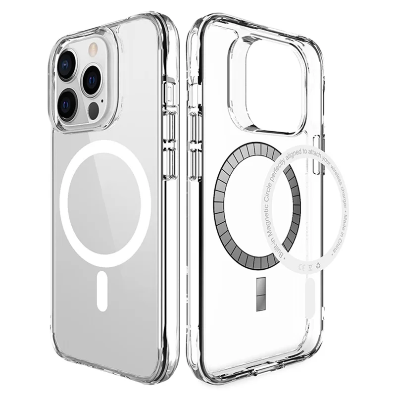 For iPhone 13 Pro Max Clear Case TPU Frame PC Back Cover Compatible with MagSafe