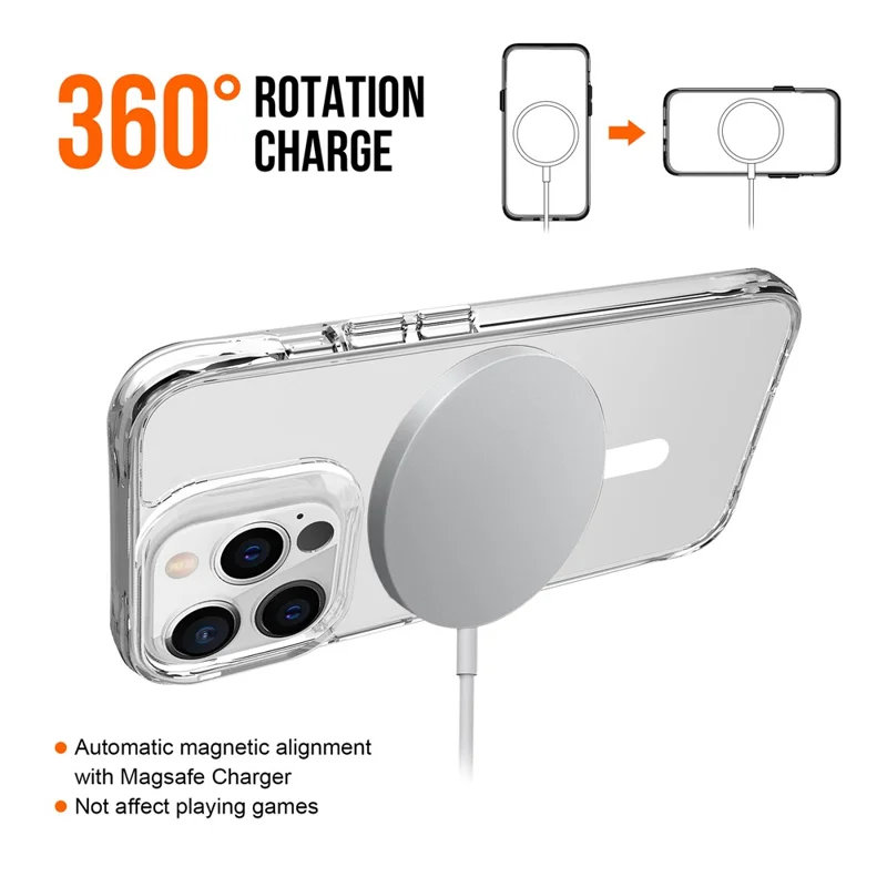 For iPhone 13 Pro Max Clear Case TPU Frame PC Back Cover Compatible with MagSafe