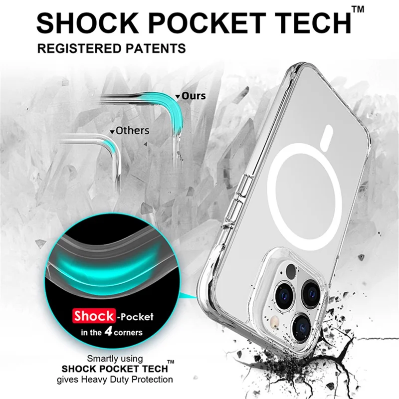 For iPhone 13 Pro Clear Case Anti-drop Phone Cover Compatible with MagSafe