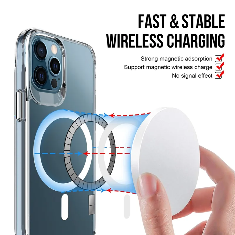 For iPhone 12 Pro Max Case Magnetic Clear Phone Cover Compatible with MagSafe