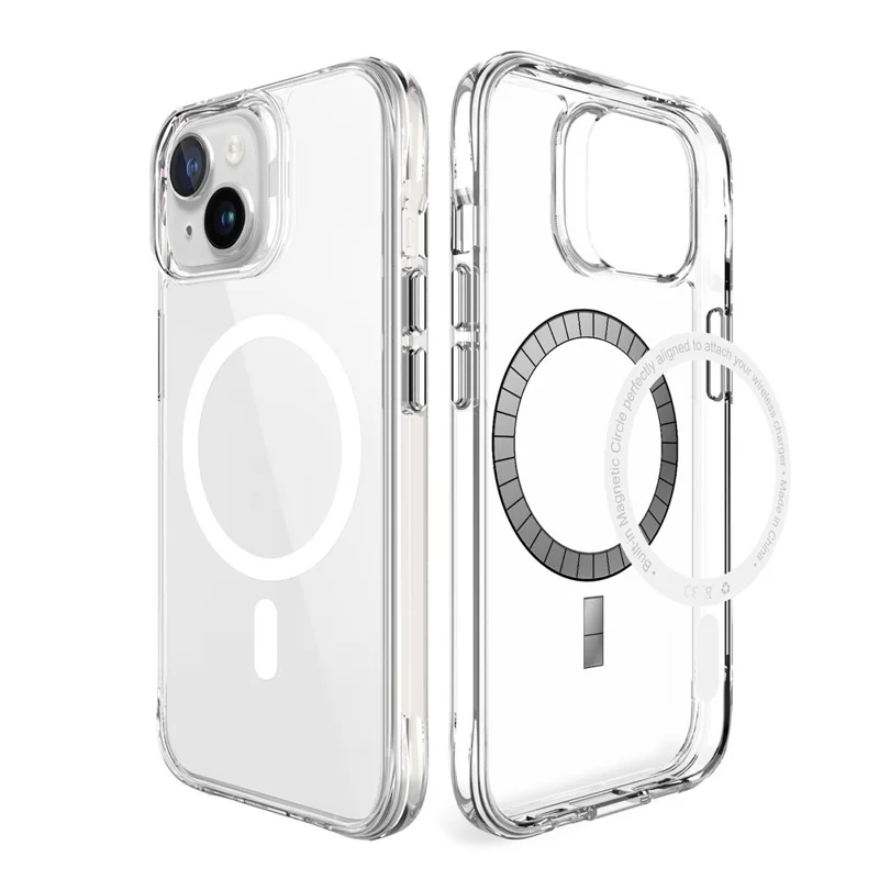 For iPhone 15 Plus / 14 Plus Clear Case Anti-drop Phone Cover Compatible with MagSafe