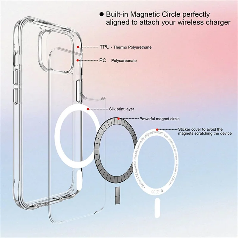 For iPhone 15 Plus / 14 Plus Clear Case Anti-drop Phone Cover Compatible with MagSafe