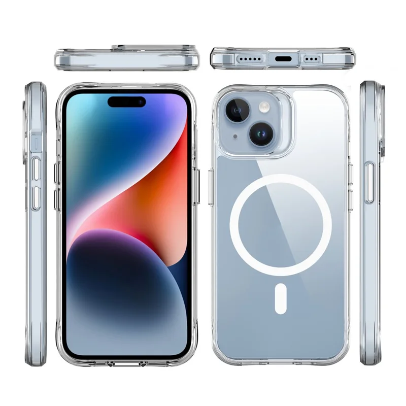 For iPhone 15 Plus / 14 Plus Clear Case Anti-drop Phone Cover Compatible with MagSafe