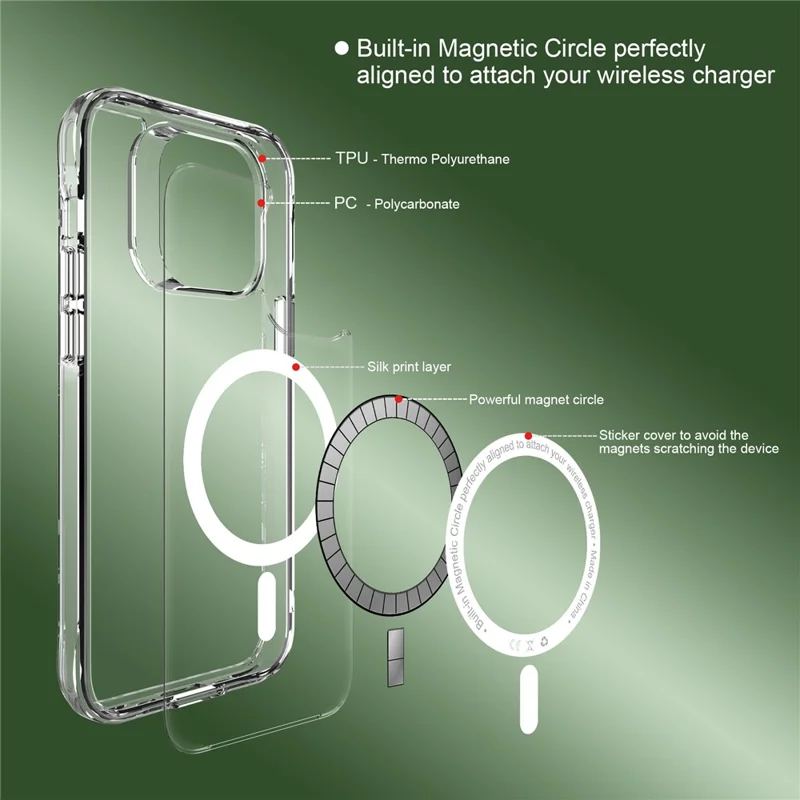 Pour Iphone 14 Pro Max Case de Téléphone Magnétique Transparent Anti-rayures