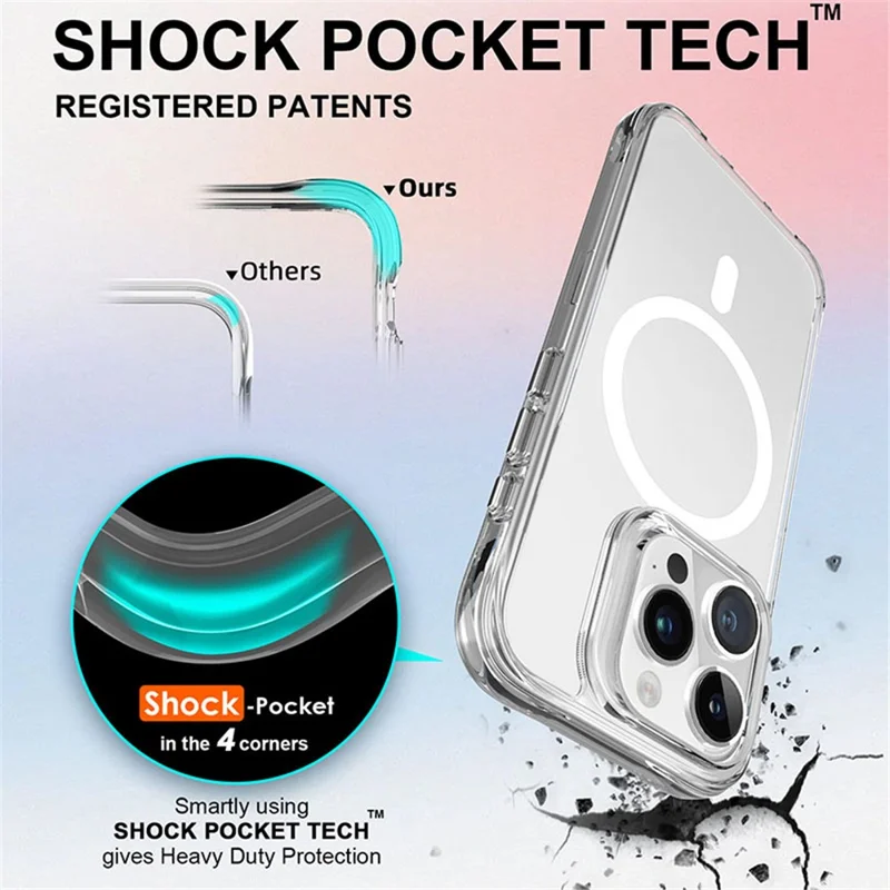 For iPhone 15 Pro Max Clear Case Magnetic Phone Cover Compatible with MagSafe