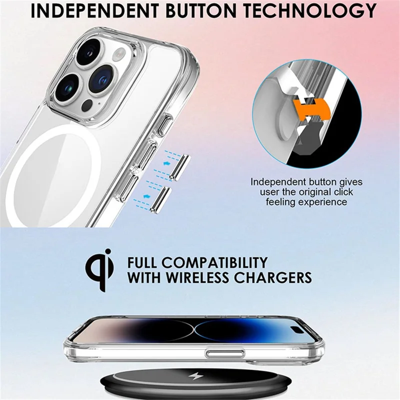 For iPhone 15 Pro Max Clear Case Magnetic Phone Cover Compatible with MagSafe