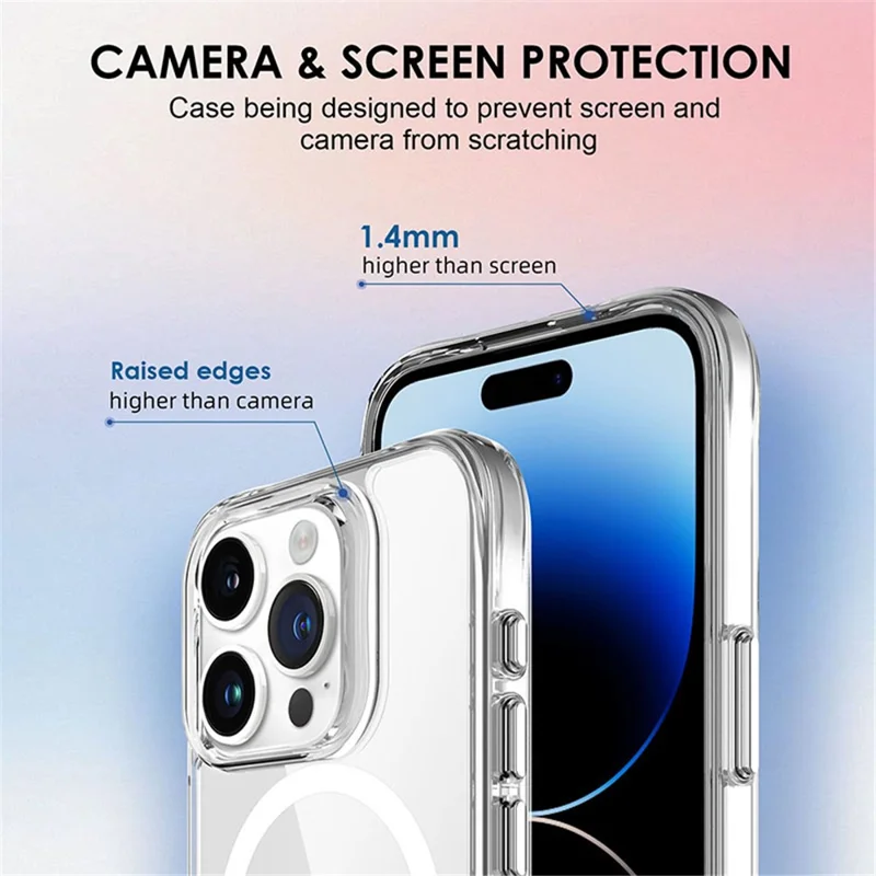 For iPhone 15 Pro Max Clear Case Magnetic Phone Cover Compatible with MagSafe