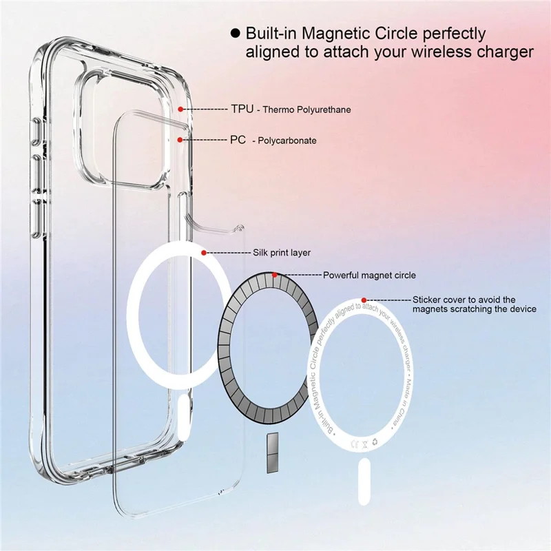 For iPhone 15 Pro Max Clear Case Magnetic Phone Cover Compatible with MagSafe