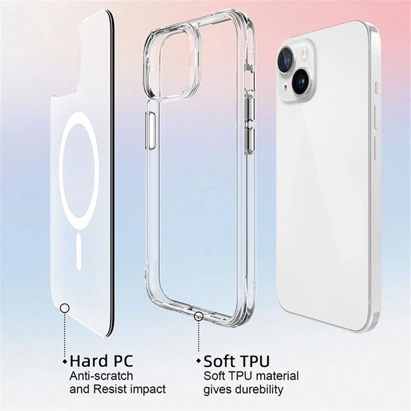 For iPhone 15 Magnetic Case Compatible with MagSafe Clear Phone Cover