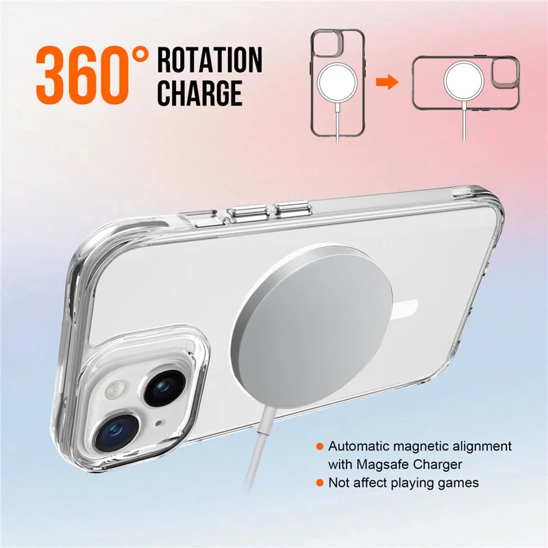 For iPhone 15 Magnetic Case Compatible with MagSafe Clear Phone Cover