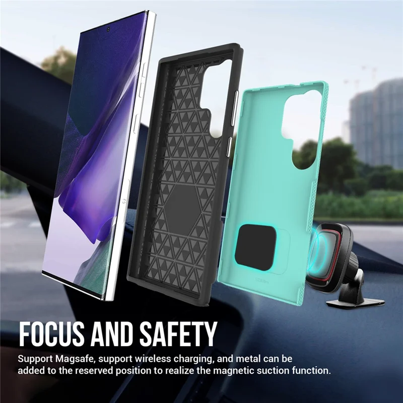 For Samsung Galaxy S23 Ultra Magnetic Case Shockproof TPU+PC Phone Cover - Mint Green