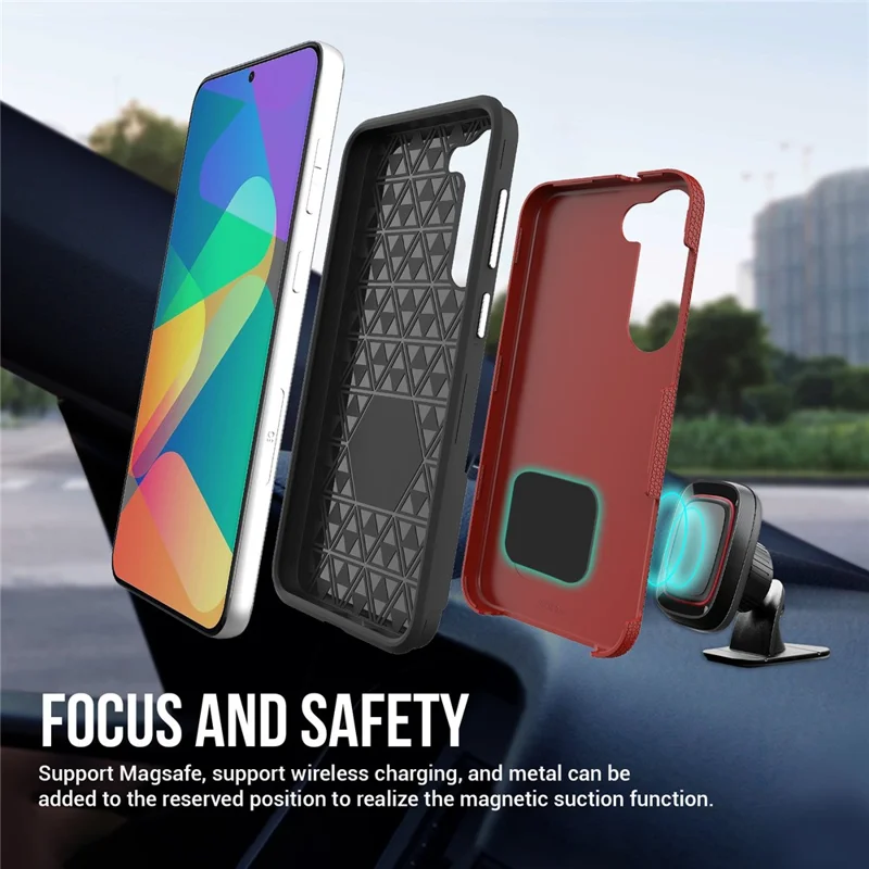 For Samsung Galaxy S23+ Magnetic Case Anti-Drop TPU+PC Phone Case - Red