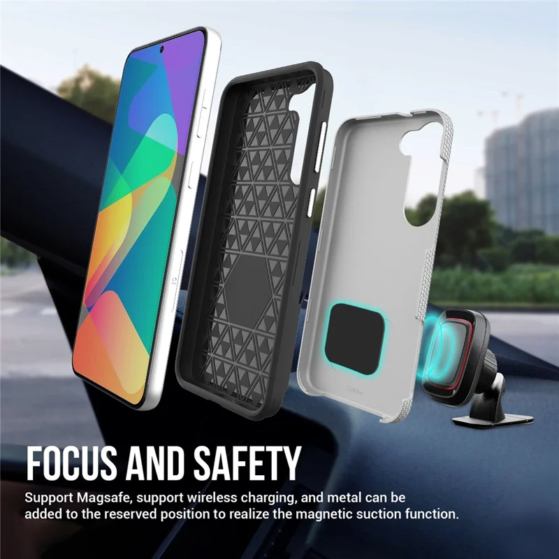 Para Samsung Galaxy S23+ Case Compatível com MagSafe Anti-Drop TPU+PC Phone Case - Prata