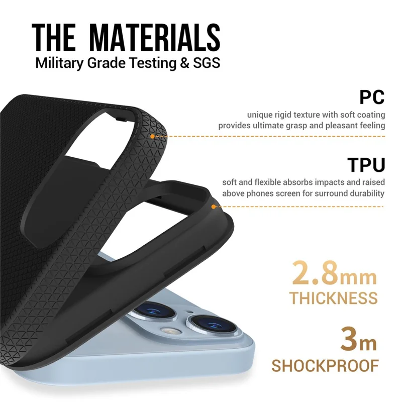 For iPhone 14 Plus / 15 Plus Case TPU+PC Phone Protector Compatible with MagSafe - Black