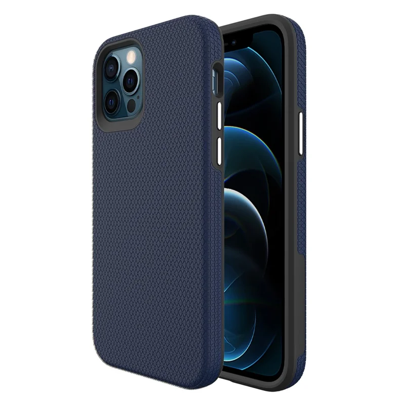 For iPhone 12 / 12 Pro 6.1 inch Protective Case TPU+PC Phone Case Compatible with MagSafe - Navy Blue
