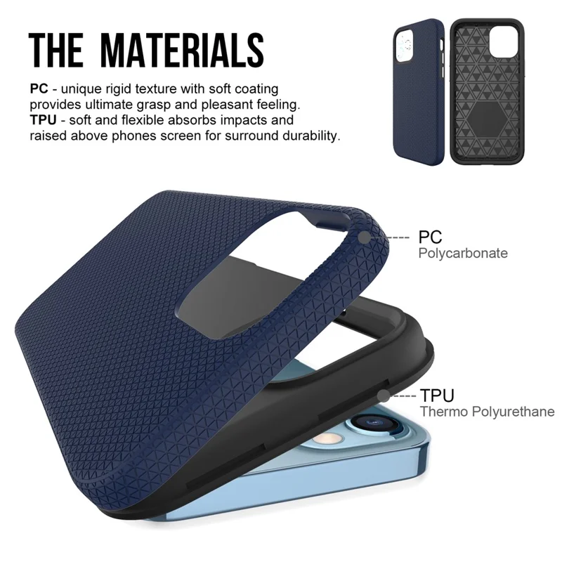 For iPhone 12 / 12 Pro 6.1 inch Protective Case TPU+PC Phone Case Compatible with MagSafe - Navy Blue