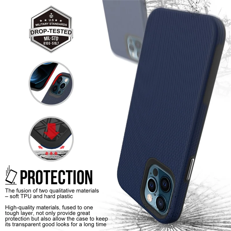 For iPhone 12 / 12 Pro 6.1 inch Protective Case TPU+PC Phone Case Compatible with MagSafe - Navy Blue