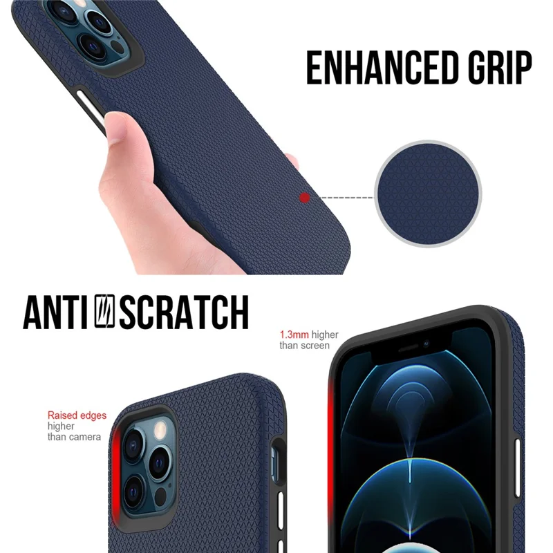 For iPhone 12 / 12 Pro 6.1 inch Protective Case TPU+PC Phone Case Compatible with MagSafe - Navy Blue