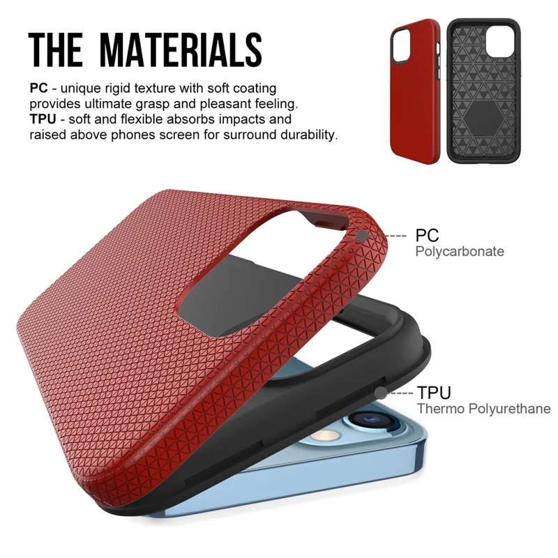 For iPhone 12 / 12 Pro 6.1 inch Protective Case TPU+PC Phone Case Compatible with MagSafe - Red
