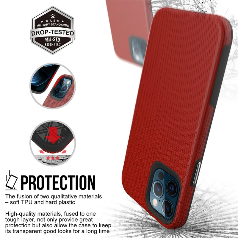 For iPhone 12 / 12 Pro 6.1 inch Protective Case TPU+PC Phone Case Compatible with MagSafe - Red