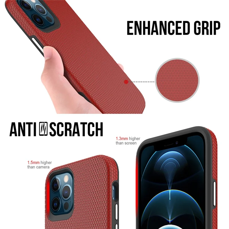 For iPhone 12 / 12 Pro 6.1 inch Protective Case TPU+PC Phone Case Compatible with MagSafe - Red