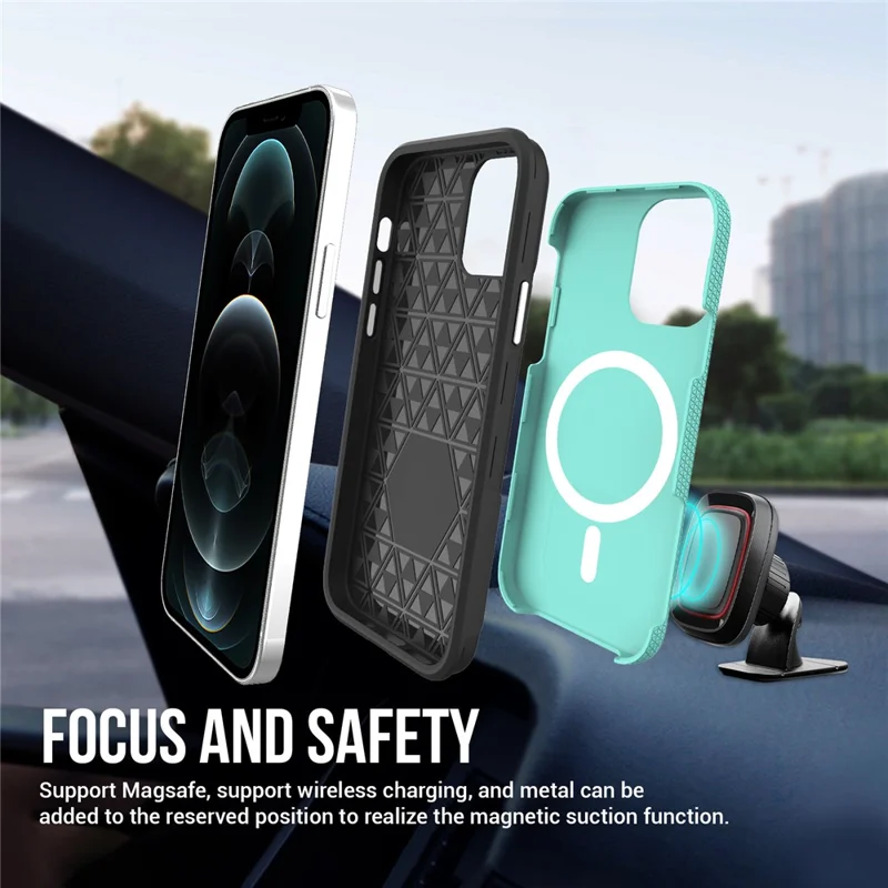 For iPhone 12 Pro Max 6.7 inch Case Compatible with MagSafe  Protective TPU+PC Phone Shell - Mint Green